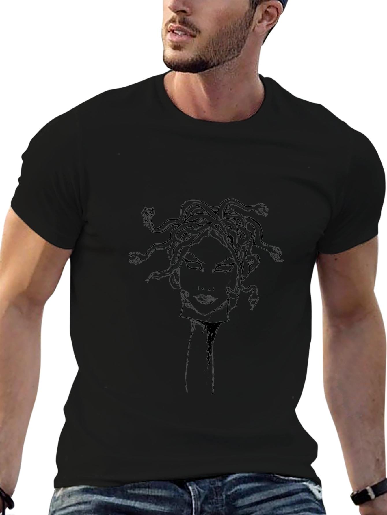 Medusa Graphic Tee - Black Cotton Blend