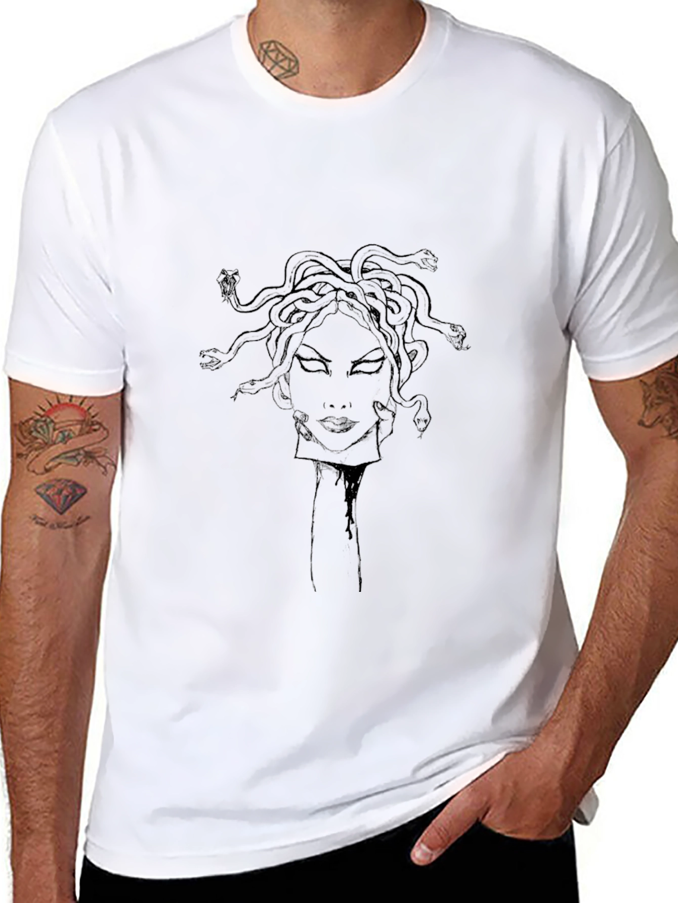 Medusa Graphic Tee - Black Cotton Blend